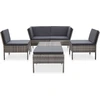 Image de ensemble de 6 canapés de jardin avec coussins Poly Rattan Gris