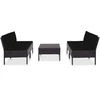 Image de vidaXL Ensemble de salon de jardin 5 pièces avec coussins Poly rotin noir
