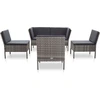Image de vidaXL Ensemble de salon de jardin 6 pièces avec coussins Poly Rattan Gris