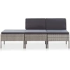 Image de vidaXL Ensemble de salon de jardin 3 pièces avec coussins Poly rotin gris