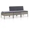 Image de Salon De Jardin 3 Pcs Avec Coussins Résine Tressée Gris Vidaxl
