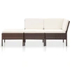 Image de vidaXL Ensemble de salon de jardin 3 pièces avec coussins Poly rotin brun