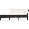 Image de vidaXL Ensemble de salon de jardin 3 pièces avec coussins Poly rotin noir