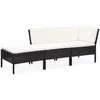 Image de Salon De Jardin 3 Pcs Avec Coussins Résine Tressée Noir