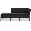 Image de vidaXL Ensemble de salon de jardin 3 pièces avec coussins Poly rotin noir
