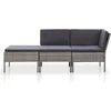 Image de vidaXL Ensemble de salon de jardin 3 pièces avec coussins Poly rotin gris