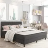 Image de Vidaxl Tête De Lit Touffetée Gris Foncé Tissu 180x200 Cm