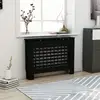 Image de Couverture Du Radiateur Noir Dans Les Lattes Horizontales Variées Du Mdf Taille : 112x19x81 Cm