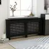 Image de Couverture Du Radiateur Noir Dans Les Lattes Horizontales Variées Du Mdf Taille : 172x19x81 Cm