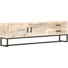 Image de Vidaxl - Meuble Tv Blanc 140 X 30 X 45 Cm Bois D'Acacia Massif