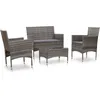 Image de Vidaxl - Salon De Jardin 4 Pcs Avec Coussins Résine Tressée Gris
