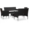 Image de vidaXL Ensemble de salon de jardin 5 pièces avec coussins Poly rotin noir