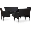 Image de vidaXL Ensemble de salon de jardin 5 pièces avec coussins Poly rotin noir