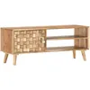 Image de Armoire À Télévision Avec 2 Compartiments Et Porte En Bois Finement Sculptée