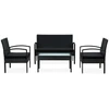 Image de vidaXL Ensemble salon de jardin 4 pièces avec coussins Poly rotin noir