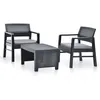 Image de Salon De Jardin 3 Pcs Plastique Anthracite Vidaxl