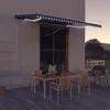 Image de Vidaxl Auvent Avec Capteur De Vent Et Led 500x300 Cm Bleu Et Blanc