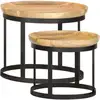 Image de Vidaxl - Tables D'Appoint Rondes 2 Pcs Bois De Manguier Solide Et Acier