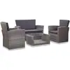 Image de Vidaxl   Salon De Jardin 4 Pcs En Résine Tressée Gris   Coussins En Polyester Hydrofuge   Table 85x49,5x35 Cm   Fauteuils Confortables