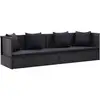 Image de Vidaxl - Lit De Jardin Avec Coussin Et Oreiller Résine Tressée Noir