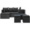 Image de vidaXL Ensemble salon de jardin 4 pièces noir avec coussins Poly rotin