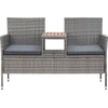 Image de vidaXL Banc de jardin 2 places avec table de thé 143 cm Poly rotin gris