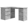 Image de vidaXL Bureau d'angle gris béton 145x100x76 cm Bois composite