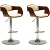 Image de vidaXL Tabouret de bar 2 pcs. Crème bois courbé et similicuir