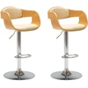 Image de vidaXL Tabouret de bar 2 pcs. Crème bois courbé et similicuir