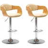 Image de Chaises De Bar Lot De 2 Crème Bois Courbé Et Similicuir Vidaxl