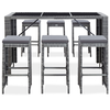 Image de vidaXL Ensemble bar de jardin 7 pièces avec coussins Poly rotin gris