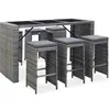 Image de Vidaxl - Meuble De Bar De Jardin 7 Pcs Et Coussins Résine Tressée Gris