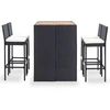 Image de Garden Bar Set Poly Rattan Akazienholz Groupe de repas Garniture