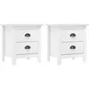 Image de Tables De Chevet Hill 2 Pcs Blanc 46x35x49,5 Cm Bois Pin Solide