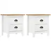 Image de Tables De Chevet Hill 2 Pcs Blanc 46x35x49,5 Cm Bois Pin Solide Vidaxl