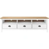 Image de vidaXL Armoire TV Hill Blanc 158x40x47 cm Pin massif