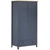 Image de Garde-robe À 2 Portes Hill Gris 89x50x170cm Bois De Pin Solide