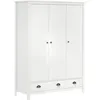 Image de Garde-robe À 3 Portes Hill Blanc 127x50x170 Cm Bois Pin Solide - Vidaxl