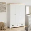 Image de vidaXL Armoire avec 3 portes Hill blanc 127x50x170 cm Pin
