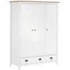 Image de Vidaxl - Garde-robe À 3 Portes Hill Blanc 127x50x170 Cm Bois Pin Solide