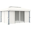 Image de vidaXL Pavillon avec rideau 4x3 m blanc crème aluminium