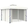 Image de vidaXL Pavillon avec rideau 3x3 m blanc crème aluminium