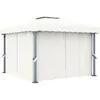 Image de Vidaxl Tonnelle Avec Rideau 3x3 M Blanc Crème Aluminium