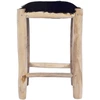 Image de vidaXL Tabouret de bar Véritable peau de chèvre et teck massif