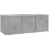Image de Vidaxl   Meuble Tv En Bois D'Ingénierie Gris Béton 80x34x30 Cm   3 Tiroirs De Rangement   Design Classique Et Facile À Nettoyer
