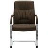 Image de vidaXL Chaise de bureau à piétement luge brun Tissu