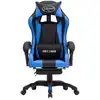 Image de vidaXL Chaise de jeu avec repose-pieds Bleu et noir Similicuir