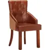 Image de vidaXL Chaise de salle à manger 2 pcs. Marron Véritable cuir de chèvre