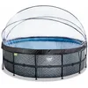 Image de Exit Toys - Piscine Exit Stone Ø450x122cm Avec Pompe Filtrante À Sable Et Dôme Et Pompe À Chaleur - Grise