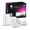 Image de Kit de démarrage 3 ampoules connectées Philips Hue White et Color Ambiance GU10 Blanc + télécommande - Neuf